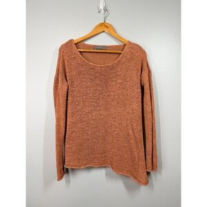 360 SWEATER Women's M‎ Pink iLinen Cotton Blend Open Knit Scoop Neck Boho